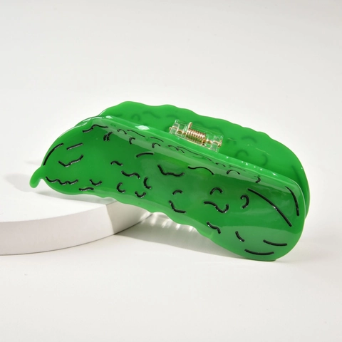 Novelty Pickle Cucumber Shape Hair Claw Clip Acetate Green Funny Hair Accessory For Women
