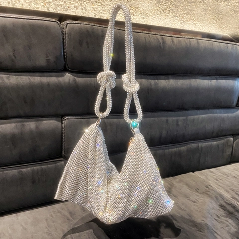 Borsa Da Sera Scintillante In Strass Con Nodo Festa Formale Borsa Hobo A Spalla Per Donna Regalo Elegante