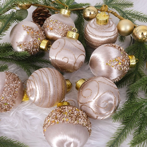 Palle Di Natale Schiuma Filo Di Raso Glitter Paillettes Ornamenti Appesi Albero Decorazione Festa Festiva Stile Elegante