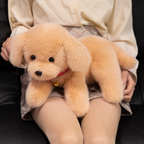 Realistisches Welpen Plüschtier Labrador Golden Retriever Weich Beschwert Hund Mit Rotem Halsband Glocke Geschenk