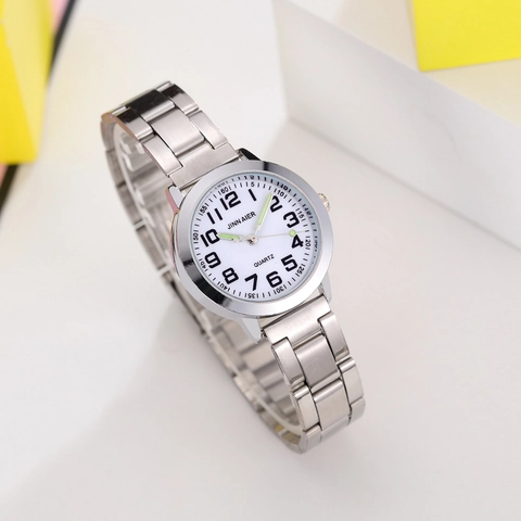 Kids Analog Quartz Watch Stainless Steel Strap Alloy Case Waterproof Luminous Numerals Students Boys Girls Wristwatch
