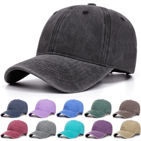 Gorra De Béisbol De Algodón Lavado Retro Desgastado Color Sólido Ajustable Unisex Sombrero Sol Vintage Clásico