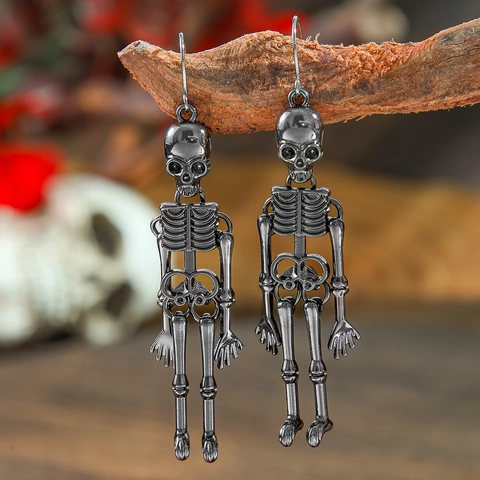 Pendientes Colgantes De Esqueleto Aleación Metal Cuerpo Completo Hueso Halloween Gótico Punk Joyería Para Mujeres Hombres
