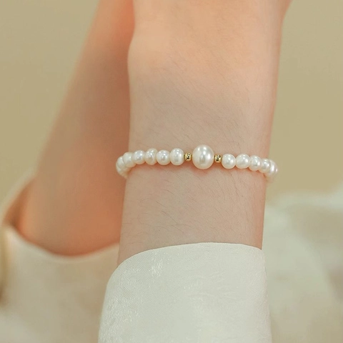Elegant Natural Style Artificial Pearl Bracelet For Women Light Luxury Copper Beaded Jewelry For Wedding Party Daily Wear