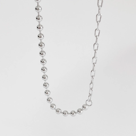 Collana Girocollo Con Perline Asimmetriche Argento Sterling 925 Maglia Geometrica Gioielli Collo Corti Minimalisti