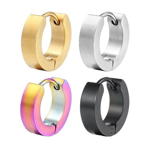 Orecchini A Cerchio In Acciaio Inossidabile Minimalista Punk Lucidato Superficie Piana Huggie Per Uomo Donna Gioielli Unisex
