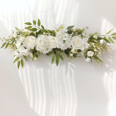 Artificial Rose Hydrangea Satin Flower Row Arrangement For Wedding Arch Table Runner Door Decor Realistic Floral