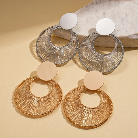 Orecchini Pendenti Rotondi Intrecciati Con 925 Sterling Silver Earring Post Gioielli Di Moda Geometrici Per Donna