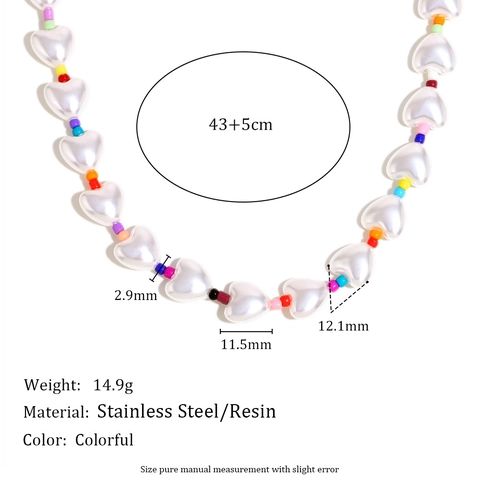 Collana Bracciale Künstliche Perle Colorate Cuore Vintage Acciaio Inossidabile Placcato Oro Stile Dopamina Y2K
