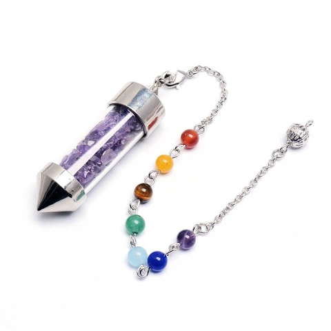 Collar Péndulo Cristal Chakra Curación Piedra Natural Botella Deseo Prisma Hexagonal Radiestesia Joyería Para Mujer Hombre