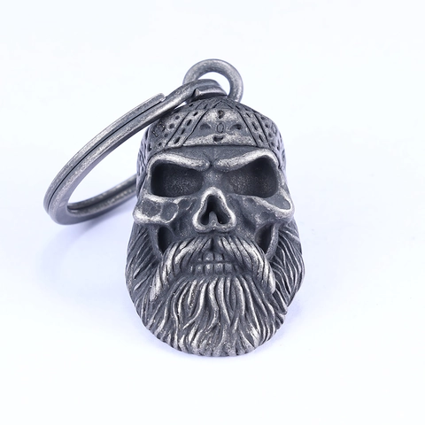 Portachiavi Teschio Vichingo Vintage Acciaio Inossidabile Gotico Punk Anello Chiave Per Uomini Accessori Auto