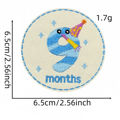 Cartoon Baby Monatliche Meilenstein Stickerei Patches Rund Zum Aufbügeln Stoffapplikationen Für Kleidung Dekoration Nähen