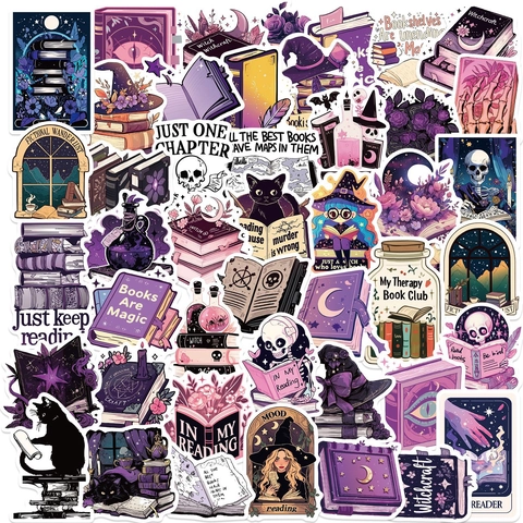 Witchy Bookish Waterproof PVC Stickers For Laptop Guitar Suitcase Scrapbooking Gothic Magic Book Potion Bottle Reading Themed DIY Decorative Decals For Women Students