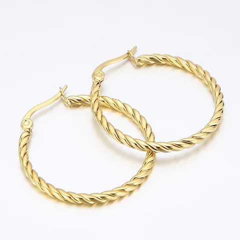 Twisted Hoop Earrings Stainless Steel 18K Gold Plated Lightweight Geometric Elegant Fashion For Women