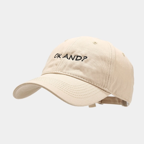 Baseball Cap Cotton Embroidered OK AND Letter Curved Brim Adjustable Casual Streetwear Hat For Men Women