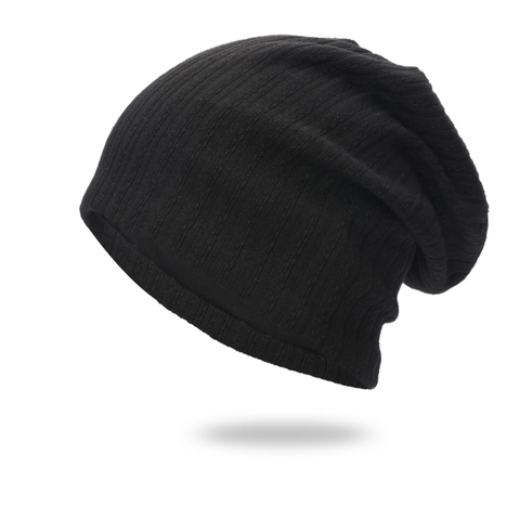 Slouchy Beanie Mütze Acryl Gerippt Gestreift Verdickter Strick Warm Winddicht Lässige Kappe
