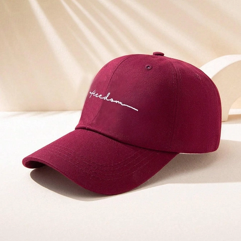 Freedom Stickerei Baseballkappe Polyester Lässig Sonnenschutz Gebogene Krempe Verstellbar Outdoor Hut Damen Herren