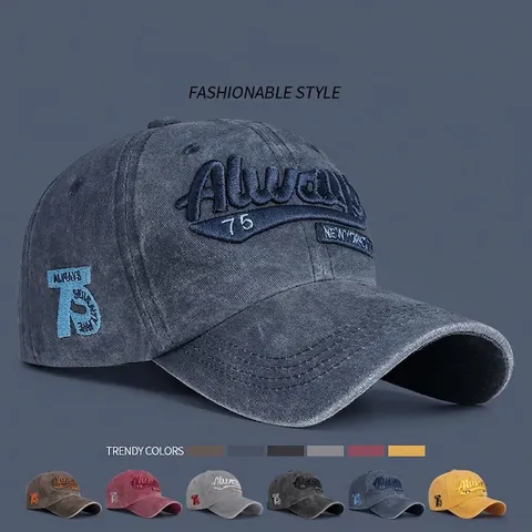 Gorra De Béisbol Vintage Algodón Lavado Bordado 3D Letras Estilo Streetwear Ajustable Protección Solar Sombrero