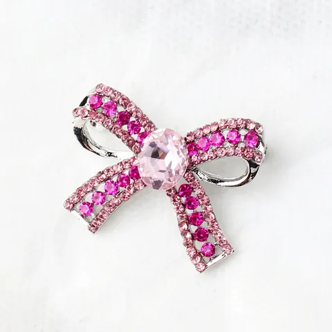 Elegant Bow Brooch Alloy Artificial Crystal Rhinestone Pin For Suits Dresses Sweet Bowknot Jewelry Accessories For Women
