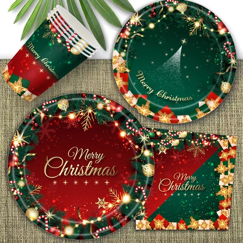 Stoviglie Per Feste Di Natale Piatti Di Carta Usa E Getta Bicchieri Tovaglioli Tovaglia Forchette Coltelli Cucchiai
