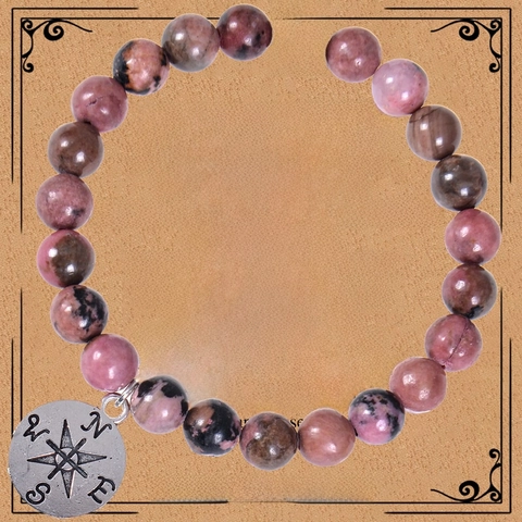Bracciale In Perle Di Pietra Naturale Con Ciondolo Bussola In Lega Regalo Di Addio Artigianale Per Uomini E Donne