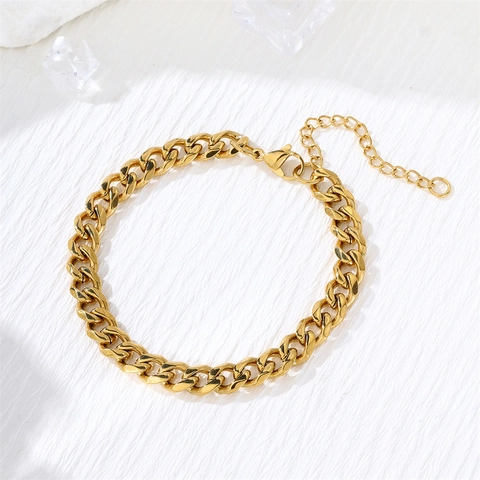Stainless Steel Cuban Link Bracelet For Men Women Hip Hop Thick Chain Gold Silver Plated Fashion Jewelry Accessory