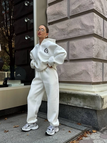 Donna Cotone Felpa Con Cappuccio E Pantaloni Sportivi Oversize Sportivo Streetwear Ricamo Giacca A Maniche Lunghe
