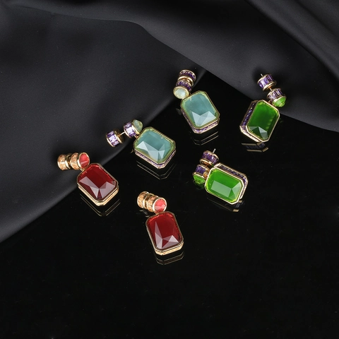 Orecchini Pendenti In Zircone Geometrico Rame Placcato Oro Con Perno In Argento Sterling 925 Gioielli Di Lusso Vintage Donne