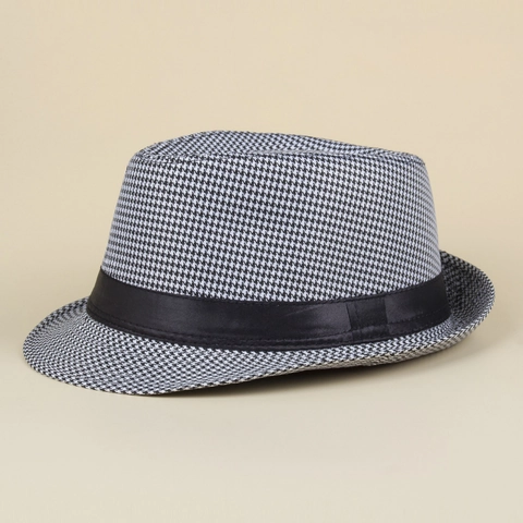 Cappello Fedora Classico Con Motivo Pied De Poule E Nastro Cappello Jazz Per Uomo E Donna