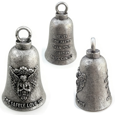 Campanello Guardiano In Lega Vintage Con Rilievo Angelo Per Motociclisti Ciondolo Di Sicurezza Retrò Con Scritta