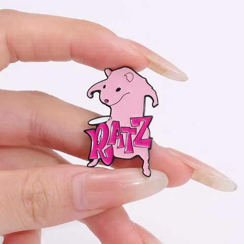Grappige Roze Emaille Naakte Molrat Cartoon Broche Zinklegering RATZ Lettering Speld Voor Rugzak Kleding Sieraden Cadeau
