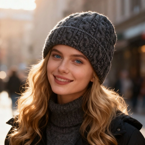 Gorro Beanie Con Dobladillo De Punto De Trenzas De Invierno Cálido Color Sólido Acanalado Suave Para Hombres Mujeres Exterior