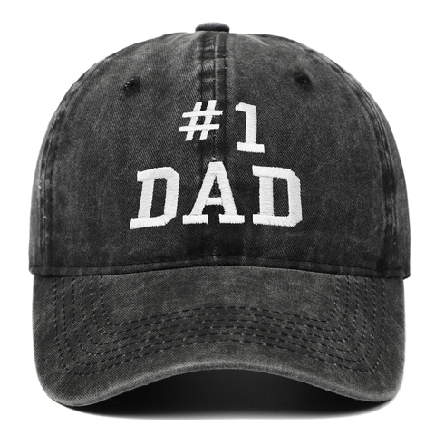 Gorra De Béisbol De Algodón Lavado Bordado #1 DAD Retro Distressed Dad Hat Regalo Día Del Padre Ajustable Deporte