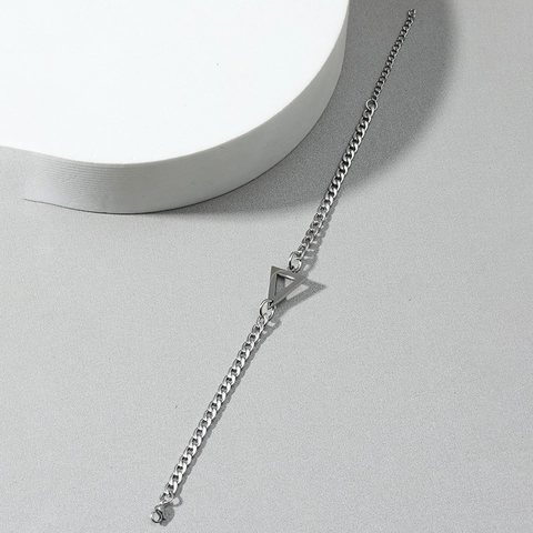 Pulsera Con Colgante De Triángulo De Acero Inoxidable Cadena Cubana Joyería Minimalista Hip Hop Para Hombre