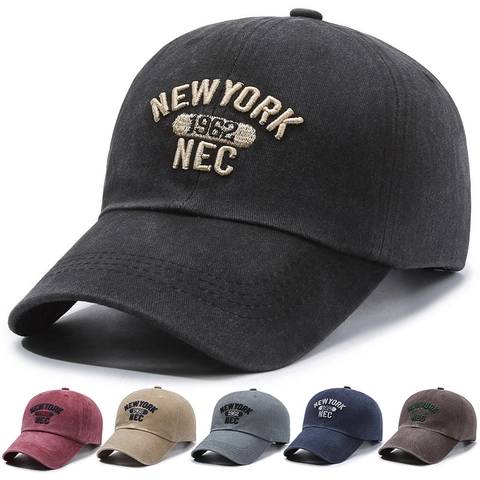 Gorra De Béisbol De Algodón Lavado Vintage Bordado New York Retro Ajustable Sombrero De Sol Para Hombres Mujeres Aire Libre