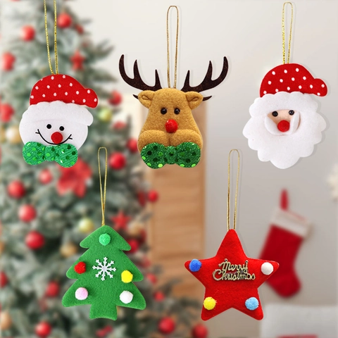 Weihnachten Filz Anhänger Set Weihnachtsmann Schneemann Rentier Stern Baum Dekoration Für Feiertags Party Zuhause Dekor
