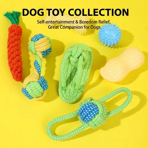 Durable Dog Rope Toys Braided Cotton Teething Chew For Small Medium Dogs Dental Cleaning Interactive Play
