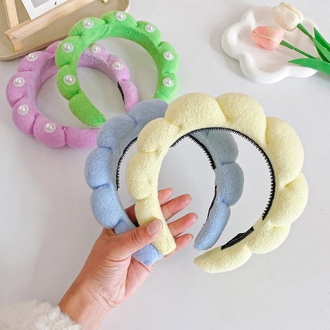 Thick Sponge Padded Cloud Headband Non-Slip Twisted Bubble Hair Hoop For Face Washing Makeup Women Girls Chic Accessory