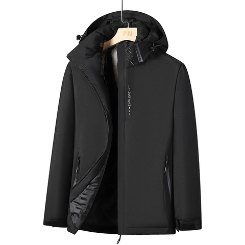 Mens Kapuzen Outdoorjacke Graphenwaerme Wasserdichte Windjacke Duenner Mantel Atmungsaktive Sportbekleidung