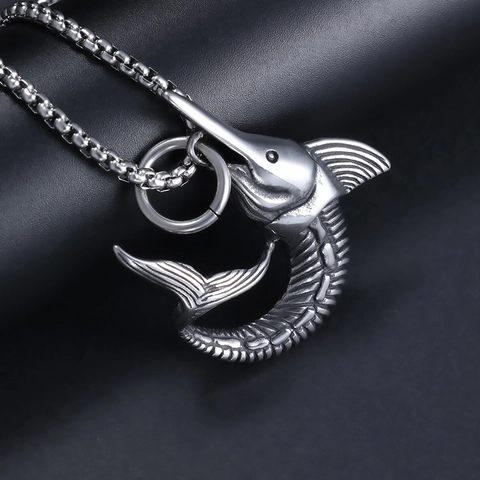 Collana Con Ciondolo Pesce Spada Da Uomo Acciaio Inossidabile 316L Retro Nordico Marlin Gioielli Animali Oceano