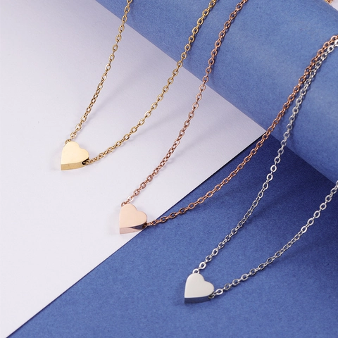 Heart Pendant Necklace 304 Stainless Steel Mirror Polished Dainty Link Chain Jewelry Minimalist Gift For Women