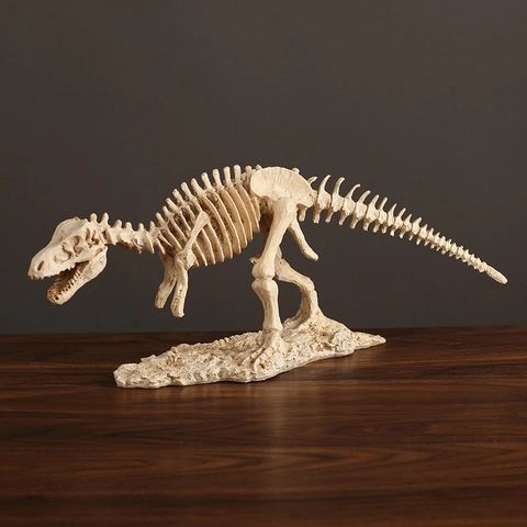 Sculpture De Squelette De Dinosaure T-Rex Fossile En Résine Modèle D'os Réaliste Décoration De Bureau Vintage