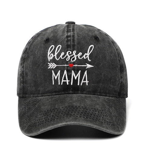 Blessed Mama Embroidered Baseball Cap Washed Cotton Retro Casual Sun Hat Adjustable Strapback For Women Men