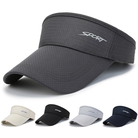 Adjustable Polyester Mesh Sun Visor Hat Breathable Letter Print Sport Cap For Running Tennis Golf Outdoor Men Women