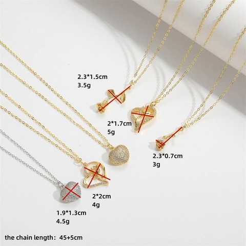 Vintage Romantic Rose Heart Pendant Necklace For Women Copper Zirconia Inlaid Gold Silver Plated Clavicle Chain Jewelry