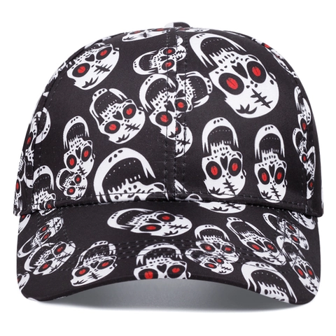 Gorra De Béisbol Estampado Calavera Ojos Rojos Algodón Halloween Estilo Punk Ajustable Sombrero De Sol