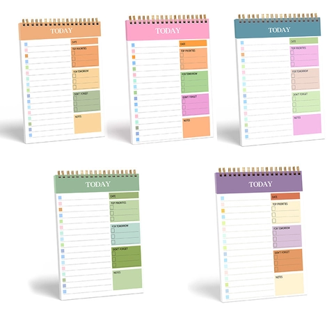 Planificador Diario Sin Fecha Encuadernación En Espiral Papel Sin Madera Gestión Del Tiempo Cuaderno Lista De Tareas Oficina