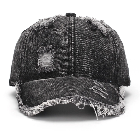 Casquette De Baseball En Denim Délavé Distressed Vintage Coton Ajustable Protection Solaire Streetwear