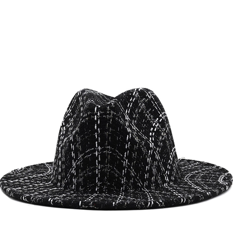 Cappello Fedora Pied De Poule Stile Britannico Trama Tweed Tesa Piatta Cappello Jazz Per Uomo E Donna Accessorio Retro