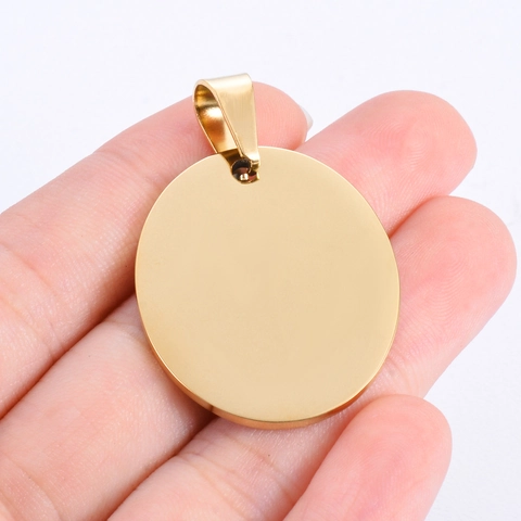 Acero Inoxidable Placa Perro Colgante Pulido Efecto Espejo Ovalado Tarjeta Militar Abalorio para DIY Grabado Joyería Fabricación Accesorio